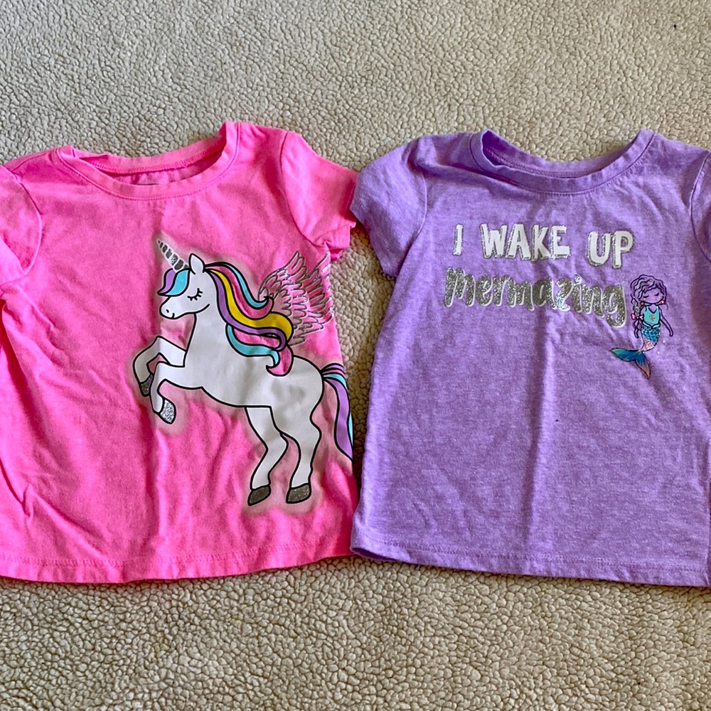2 colorful girls shirts